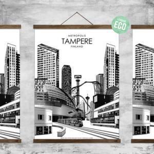 Metropolis Tampere -juliste, kolme erilaista