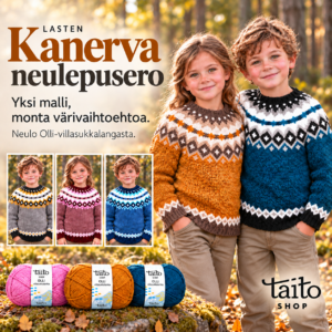 Kanerva-neule tytön ja pojan päällä